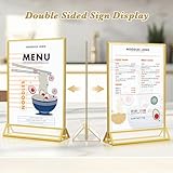 Gold Acrylic Sign Holder 5x7, 16 Pack Wedding Gold Frame Table Number Holders Vertical, Clear Picture Frames Flyer Stands Tables Menu Holder, Double Photo Paper Display Holder for Party, Home, Office