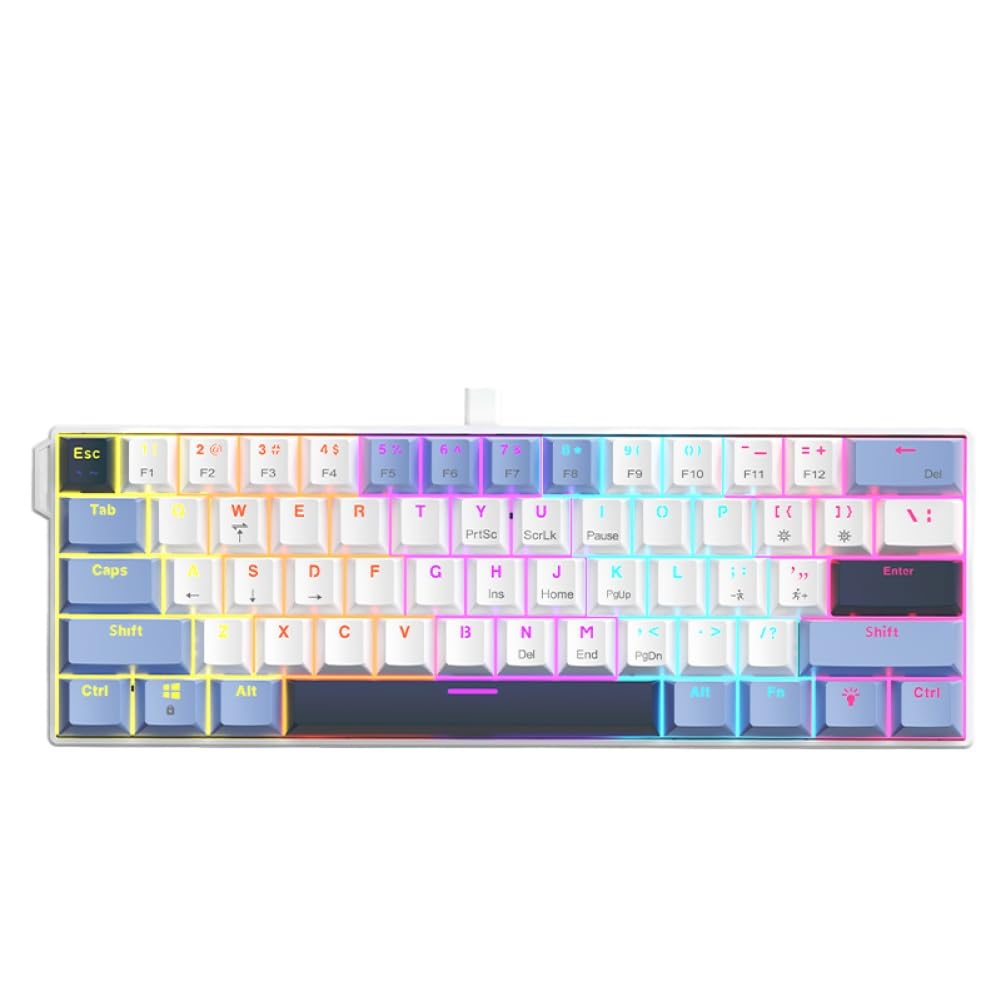 NK61 - Tastiera meccanica da gioco cablata con effetti RGB e interruttori sostituibili a caldo, compatibile con tastiere meccaniche da gioco a 61 tasti (blu)