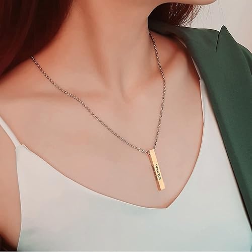 Miniatura 4 de Regalos personalizados para mujer, collar personalizado, joyería grabada, mantra de 4 caras, aliento para amigos, collar de oro rosa, corazón feroz,