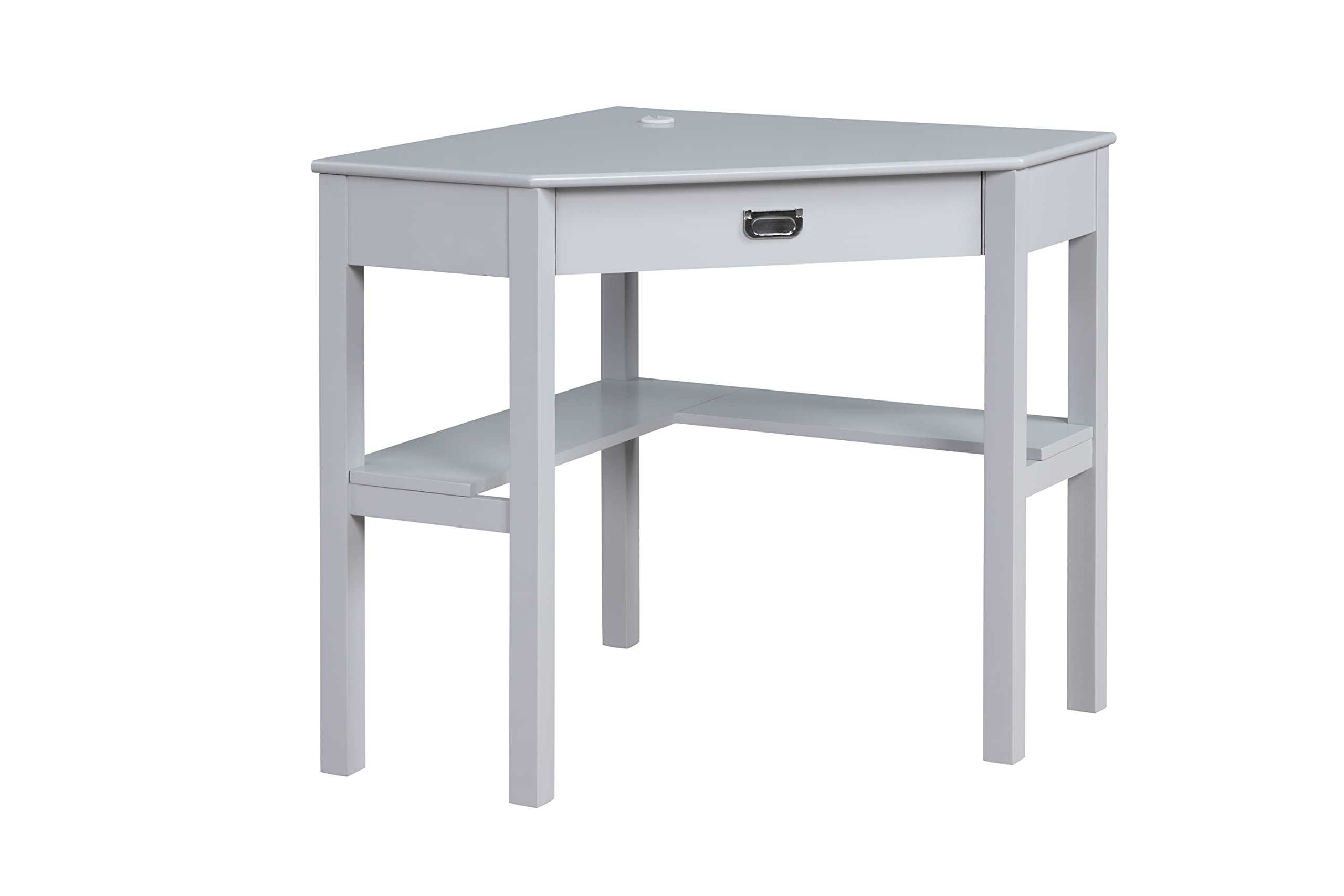 Bureau d'angle moderne Linon Jaycee gris en bois idéal pour le télétravail