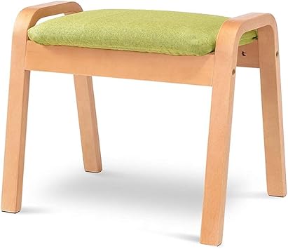 Footstool Footrest Pouffe for The Couch Living Room, Wood Legs Padded Bench Change Shoe Stool with 4 Legs and Removable Linen Cover Ottomans, Home Furniture