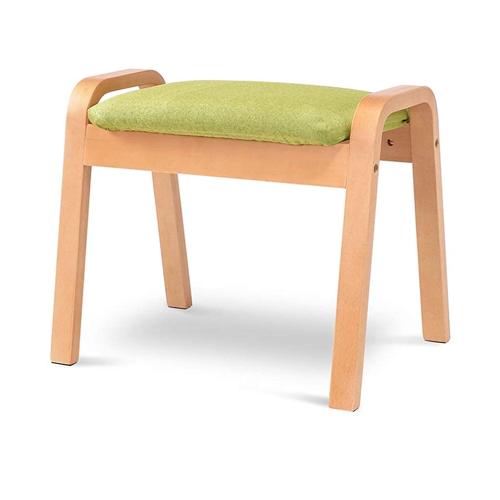 Pouf repose-pieds de salon en lin avec pieds en bois stable