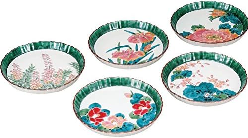 Kutani ceramics Kutani porcelain plate 5 piece set flower picture change AK4-0071