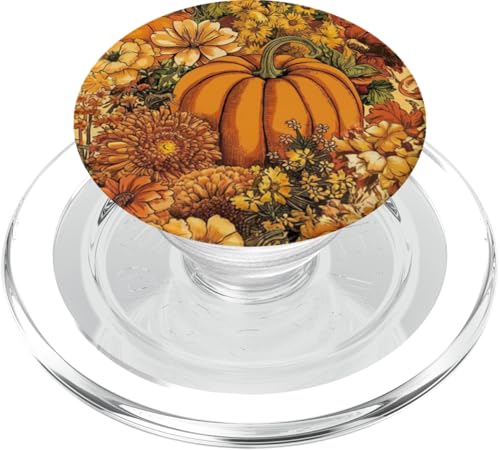 Vintage otoño Flor otoño Calabaza niña Mujer otoño Tema PopSockets PopGrip para MagSafe