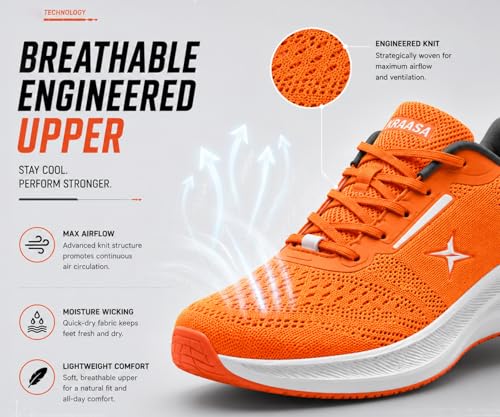 Image of Kraasa Men's Running Shoes | Breathable Mesh Upper | Lightweight Phylon Sole | Cushioned EVA Insole | Comfortable Sports & Casual Sneakers for Gym, Walking & Daily Use