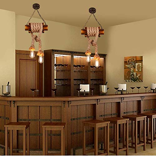 Lustre rétro nostalgique bambou et bois pour éclairage de bar de cuisine - 4