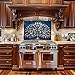 Blue Tree of Life Tempered Glass Backsplash for Kitchen, Easy to Clean Glass Backsplash, 10K UV Printing Stove Backsplash, Personalized Oven Backsplash, Easy Multi-Mount Kitchen Backsplash