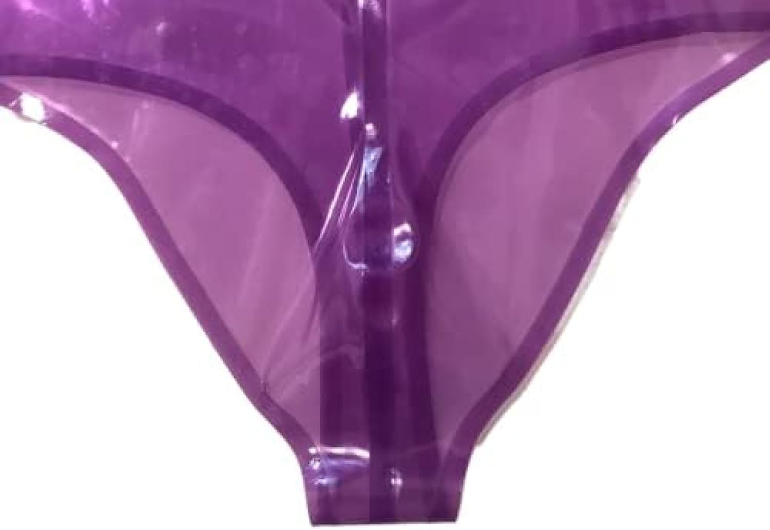 Sexy Transparent Black Men Fetish Latex T-Back Front Crotch 3D Tailor Rubber Underwear,Purple,XS