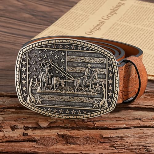 Image of Cowboy Belt Buckle for Men Western Cowgirl Rodeo Longhorn Bull Belt Buckles