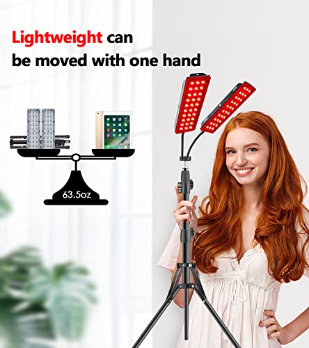 Red Light Therapy Lamp, Infrared Light Therapy With Stand - 660Nm Redlight And 850Nm Near Infrared Light Device For Body Pain Relief Skin Care (Dual Lamps, Black) #TOP6