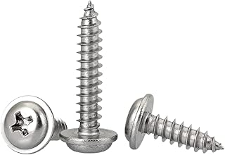 FandWay Phillips Pan Head With Washer Self-Tapping Screws, M5 x 12/16/20/30/40mm,304 Stainless Steel Wafer Head Tapper Screws, Truss Head Screws, Wood Screws Assortment Set (20-Pieces/each)