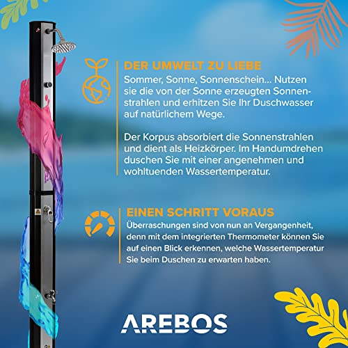 Arebos Solardusche mit 35 Litern und 216 cm Höhe