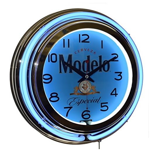 Cerveza Modelo Especial Beer Logo 15" Blue Double Neon Clock Man Cave Pub Decor