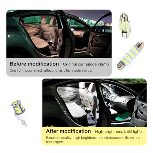 20 Bulbos LED para Auto 12V 6000K Alta Brillo T10 31 mm 42 mm miniatura 5