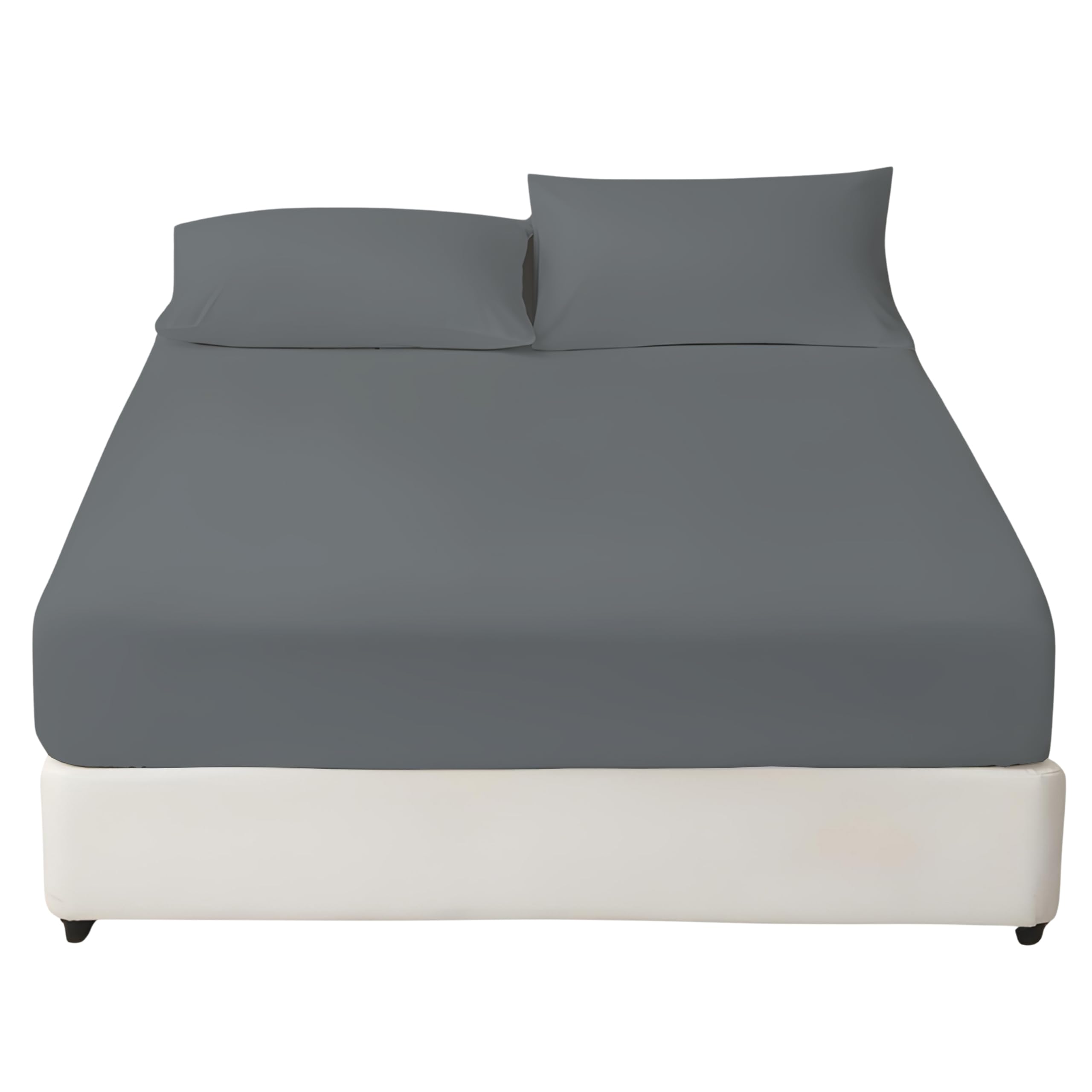 BRIT COTTON® Charcoal 4FT Small Double 100% Egyptian Cotton Fitted Sheet – 200 Thread Count, 16-Inch (40cm) Extra Deep Pocket, Soft & Breathable Luxury Bedding for Thick Mattresses