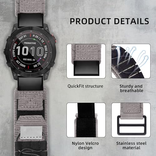 SumRioo 22 mm QuickFit Strap for Garmin Fenix E/Fenix 8 47 mm/7/7 Pro/7 Pro Solar/6/6 Pro/5/5 Plus - Image 2