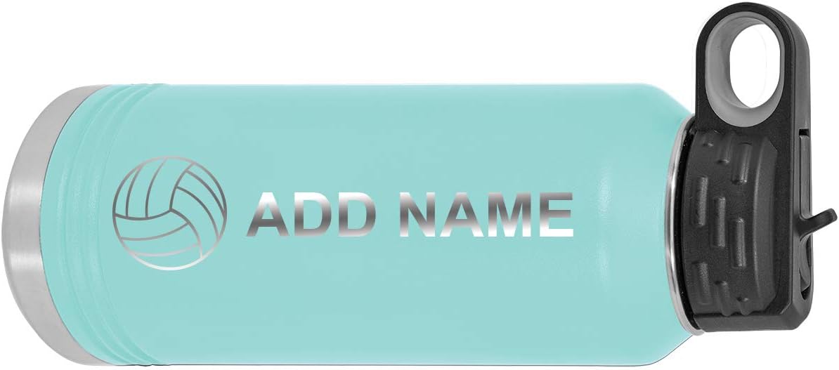 Personalized Custom Volleyball 32-Ounce Double Wall Insulated Stainless Steel Custom Sports Water Bottle with Flip Top Lid, Straw - Customizable