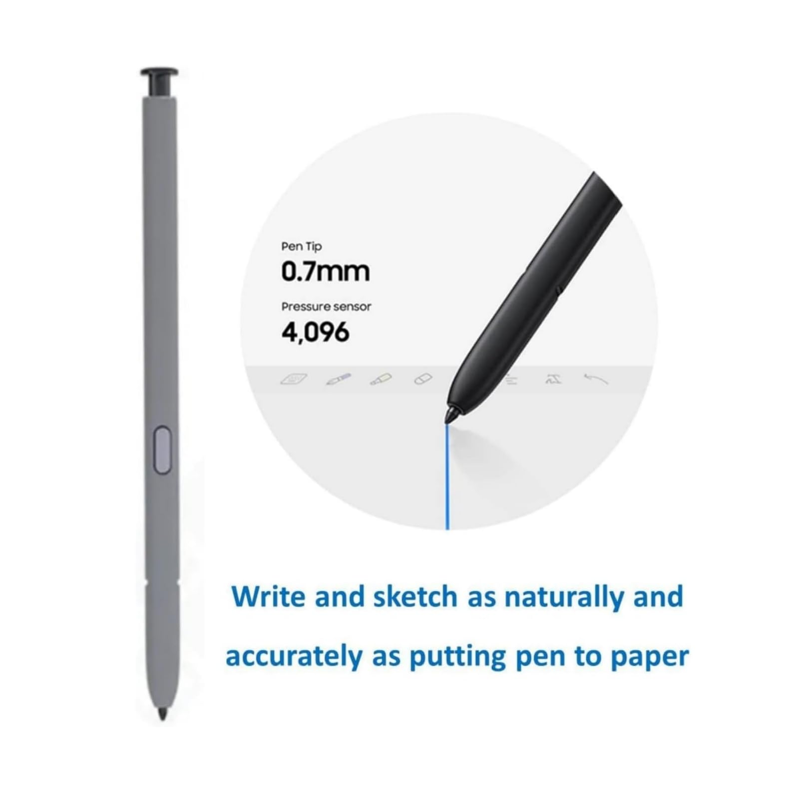 S22 Ultra S Pen (mit Bluetooth) Ersatz Kompatibel Galaxy S22 Ultra 5G, Stylus Pen S22U S Pen + Ersatzspitzen/Federn (Grau)