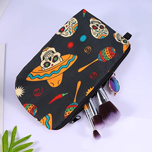 PIXNOR Dia Das Bruxas Saco de Maquiagem CrÃ¢nio Saco CosmÃ©tico Pequena Bolsa de Maquiagem para Mulh