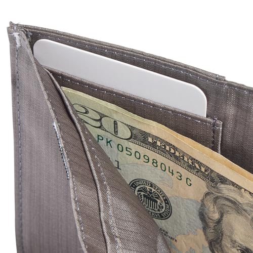 Image of Allett Trifold Wallet, Charcoal Grey | Nylon, RFID Blocking | Slim, Minimalist, Water Resistant, Thin, Front Pocket | Holds 2-12 Cards, Flat Bills, Receipts & Coins | For Men & Women