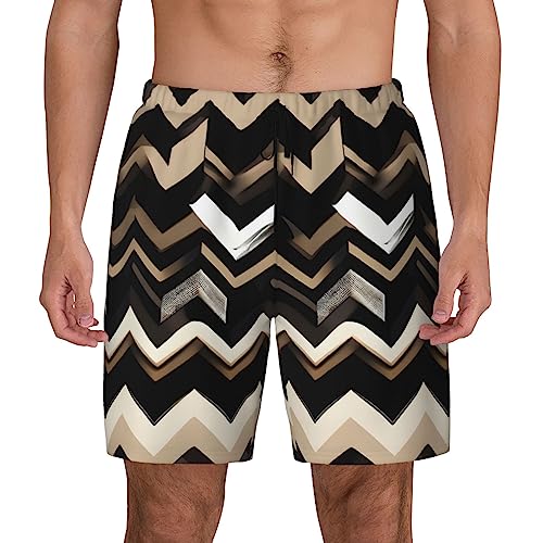 Short de bain imprimé zigzag noir et blanc pour homme