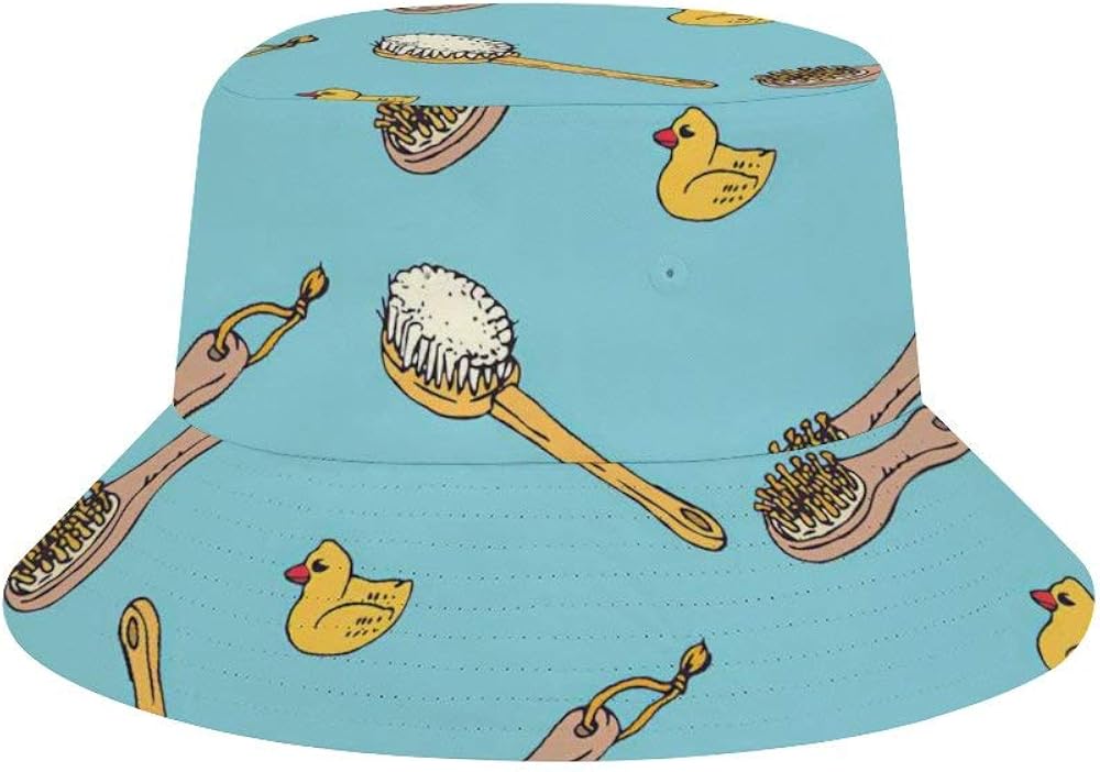 Bath Brushes and Rubber Ducks Bucket Hats Fashion Sun Cap Packable