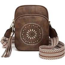 AFKOMST Small Crossbody Bag and Boho Phone Purse for Women Youth Girls Summer Purse and Triple Zip Mini Bag, Vegan Leather