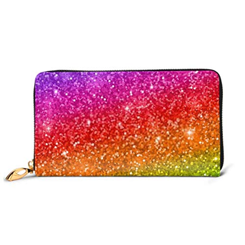 Preisvergleich Produktbild JHGFG Mode Handtasche Reißverschluss Brieftasche Mehrfarbiger Glitzer Hintergrund Regenbogen Farbverlauf Raster Telefon Kupplung Geldbörse Abendkupplung Blockieren Leder Brieftasche MUL