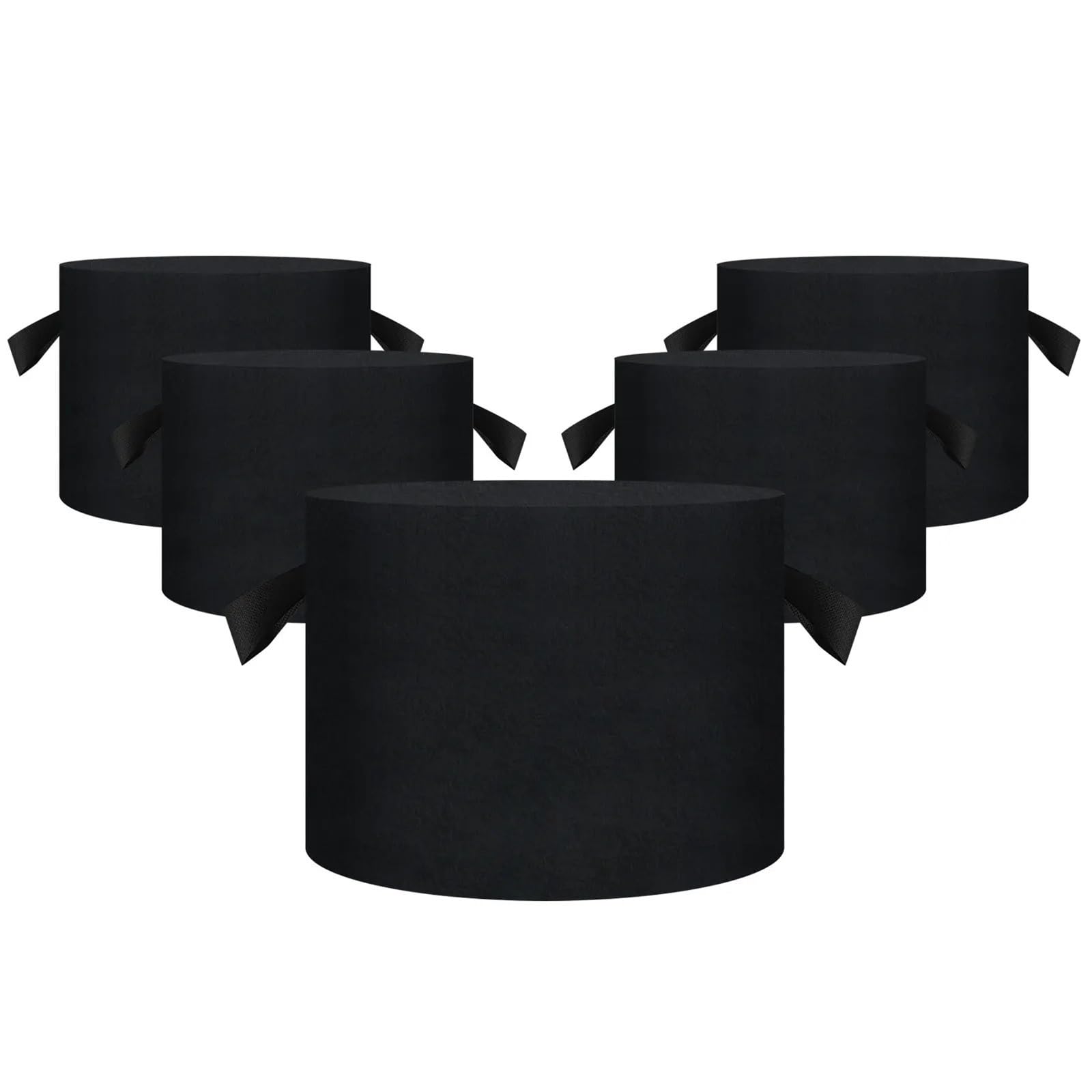 Lot de 5 Sacs Culture réutilisables 5/10/15 gallons (19/38/57 litres) en Tissu Non tissé épais 300 g avec poignées for la Plantation légumes et Fleurs au Jardin(15 Gallon)