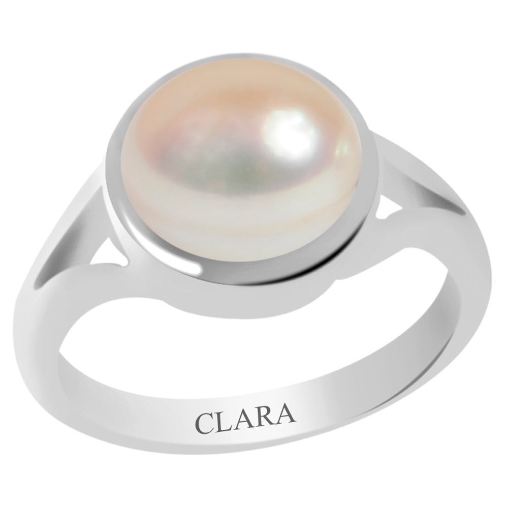 Clara Certified Pearl (Moti) 3.9cts or 4.25ratti Zoya Silver Ring for Men and women-13 (B01NCUML6V) Amazon Price History, Amazon Price Tracker