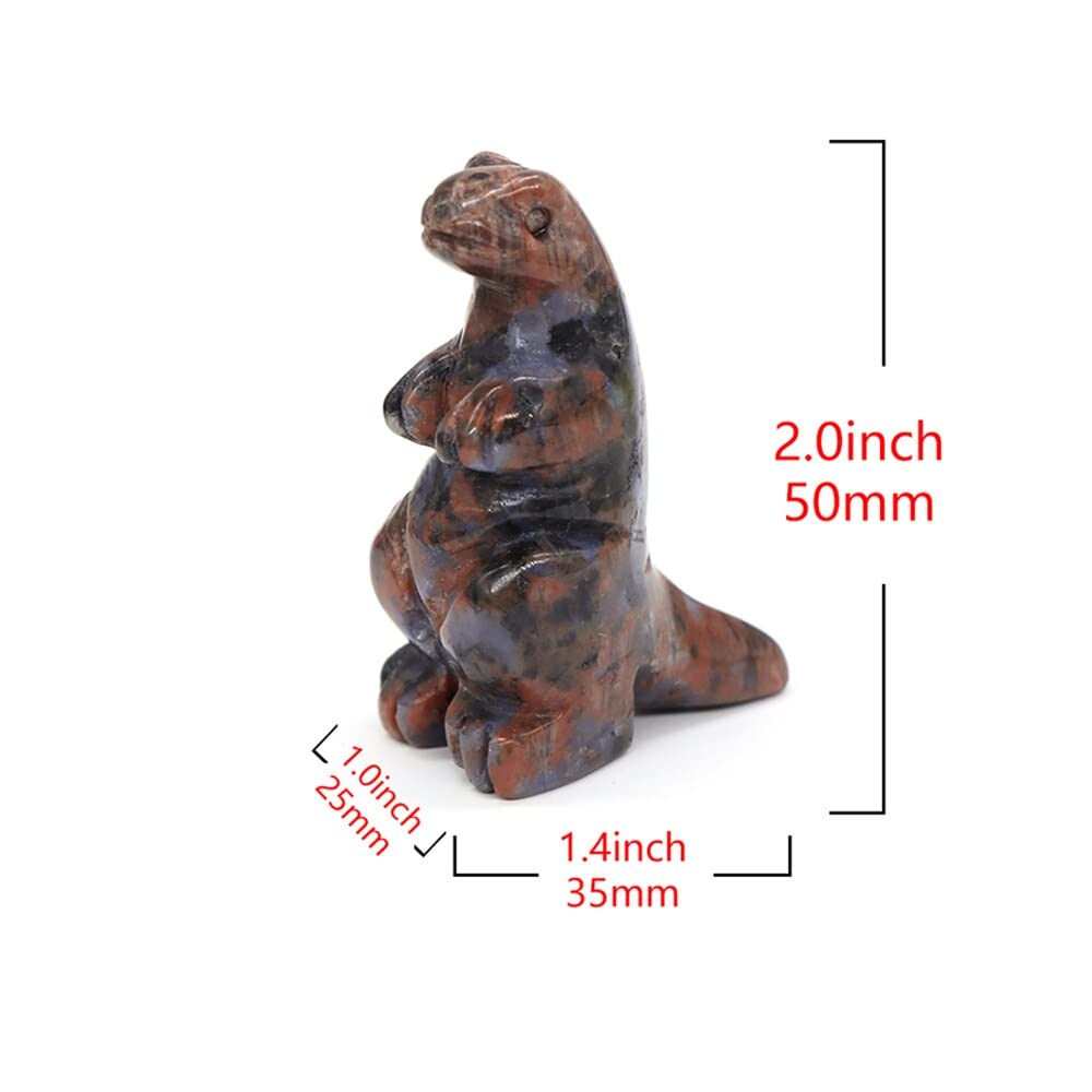 2-calowa statuetka dinozaura kamień naturalny kryształ rzeźbiona figurka zwierzę kamień szlachetny rzemiosło dekoracja domu (kolor: czerwony mahoń, rozmiar: 3 szt.)