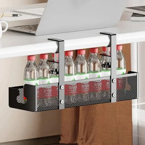 Organizador de cables para debajo del escritorio - Caja de gestión de cables de malla sin perforaciones, soporte de cable con alta capacidad de carga para almacenamiento de cables de escritorio miniatura 2