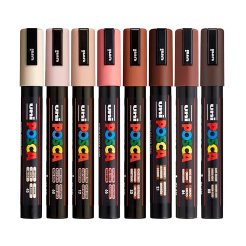 Image of Posca PC-5M Marker | 1.8-2.5 mm Bullet Shaped Tip (Portrait Tone, Pack of 8)