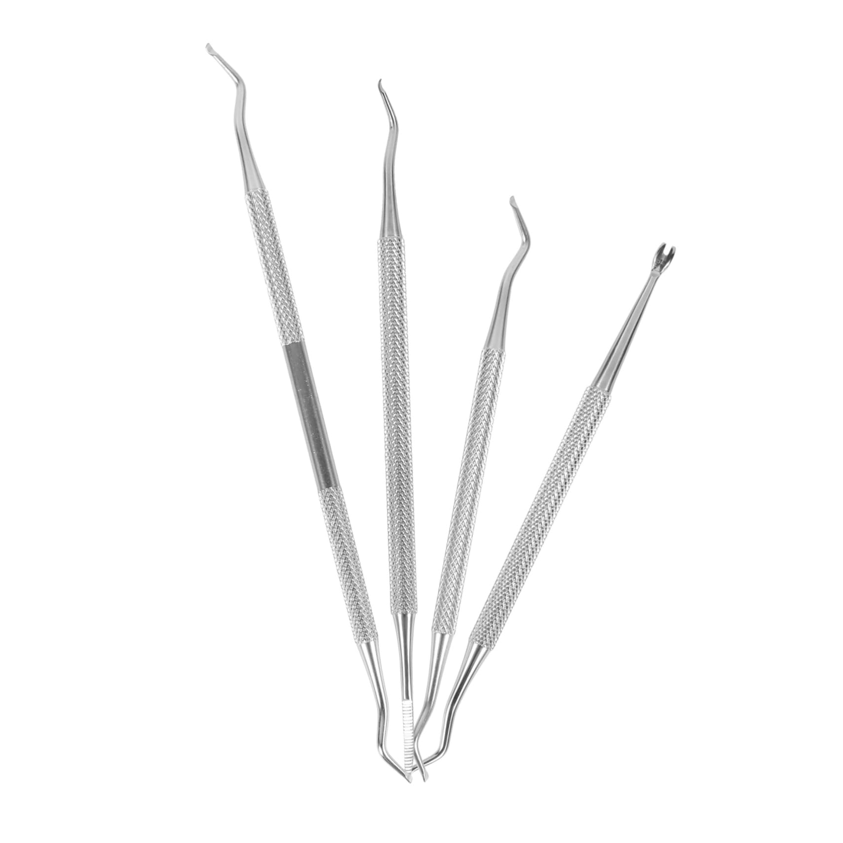 Mikinona Nail Supplies 4pcs Dead Skin Nail Push Stainless Steel Nail Art Tools Double Head Nail Art Pushers for Home Use