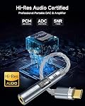 USB C to 3.5mm DAC Dongle with Dual Chip CX31993 MAX97220, HiFi Headphone Amplifier, 32Bit/384kHz Hi-Res Audio, Includes USB-A Adapter for iPhone 17/16/15,Android,PC,Mac,iPad,PS5