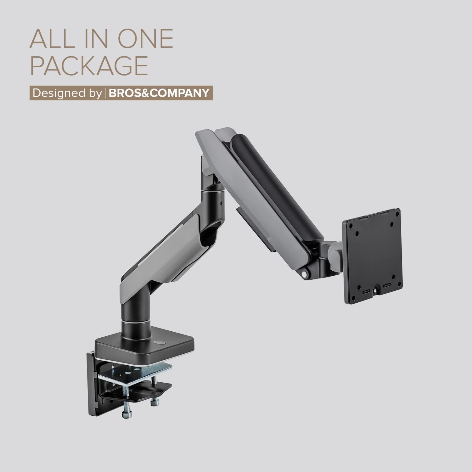 POUT E19 Heavy-Duty Ultrawide Monitor Arm – Adjustable Steel Desk Mount for 17’’-49’’ Displays, Supports 5-44lbs, Full Motion Tilt & Swivel (White/Black, Single)