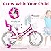 HONEY JOY Kids Bike, 12 14 16 18 Inch Girls Bike w/Training Wheels, Doll Seat, Streamers, Handbrake & Coaster Brake, Fully Enclosed Chain, Princess Style Children Bike (16 Inch, Pink)