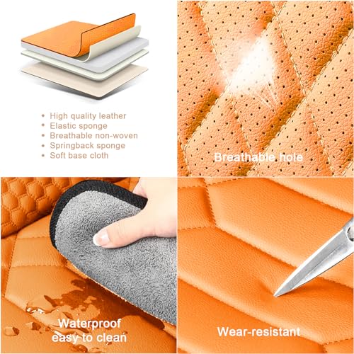 Image of Front Seat Covers for Volkswagen Golf SportWagen 2015-2019, Black-Orange | Premium Leather, waterproof full coverage, non-slip and scratch-resistant, front-seat protection for daily commuting