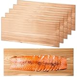 Landical 3/6/10/13 Pcs XL XXL XXL Large Cedar Planks for Grilling Salmon Thicker Design Full Filet of Meat Fish Veggies Adding Extra Smoke and Flavor Soaking Fast Easy to Use(6 Pcs,15 x 7 Inches)