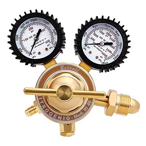 BETOOLL Nitrogen Regulator with 0-600 PSI Delivery Pressure Equipment Brass Inlet Outlet Connection Gauges Cover