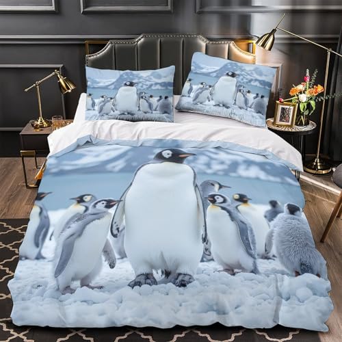 Parure de lit microfibre pingouin lit simple au design faune antarctique - 2