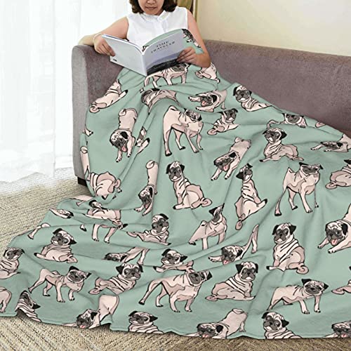 Wodealmug Women's Dog Pug Throw Blankets Plush Blanket Soft Worm Sherpa Fleece Blanket Adults For Kid Crib Couch Chair Living Room Travel(50"X60",Dog Pug) #TOP7
