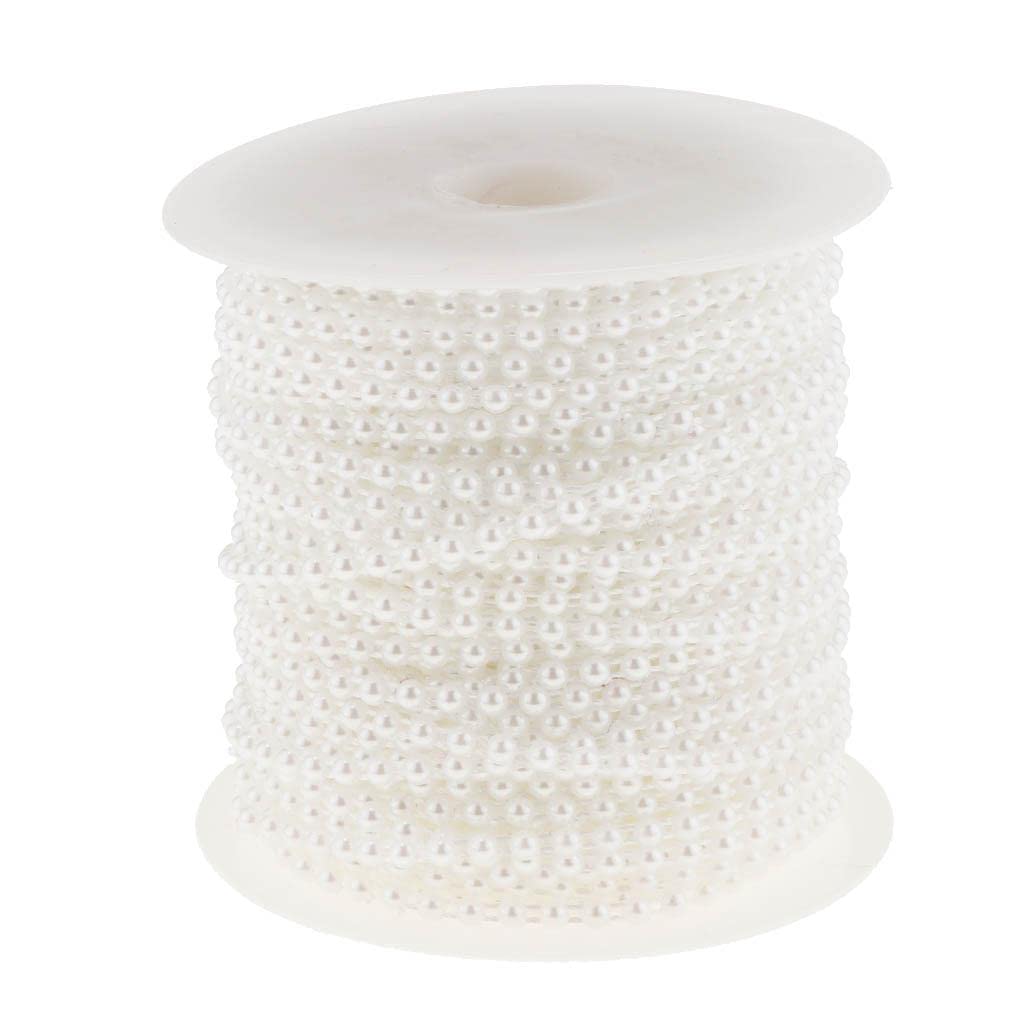 Sharplace Rolle mit 50 M Halbrunden Perlenketten Girlanden, Strang, Hochzeitsblumen, Kleidung, Party, DIY Zubehör, Weiß