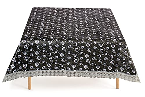 Image of The Furnishing Tree Waterproof Square Shaped 4 Seater Printed Table Cover Size 54x54 inches with White Border Lace