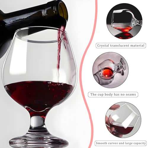 Image of Brandy Glasses Set of 6, Crystal Cognac Glasses, Snifter Glass, Bourbon Tasting Glasses, Old Fashioned Glass, Port Glasses, Whiskey Glasses For Wine, Bourbon, Cognac, Brandy, Scotch