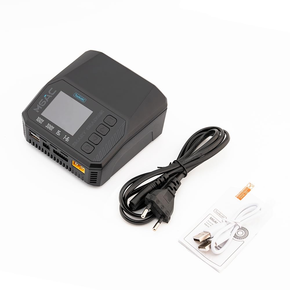 ToolkitRC M6AC wielofunkcyjna inteligentna ładowarka 150 W, obsługuje wejście AC/DC, odpowiednia do akumulatorów LiPo/LiHV/NiMH/ołowiowych z kolorowym wyświetlaczem 2,4", idealna