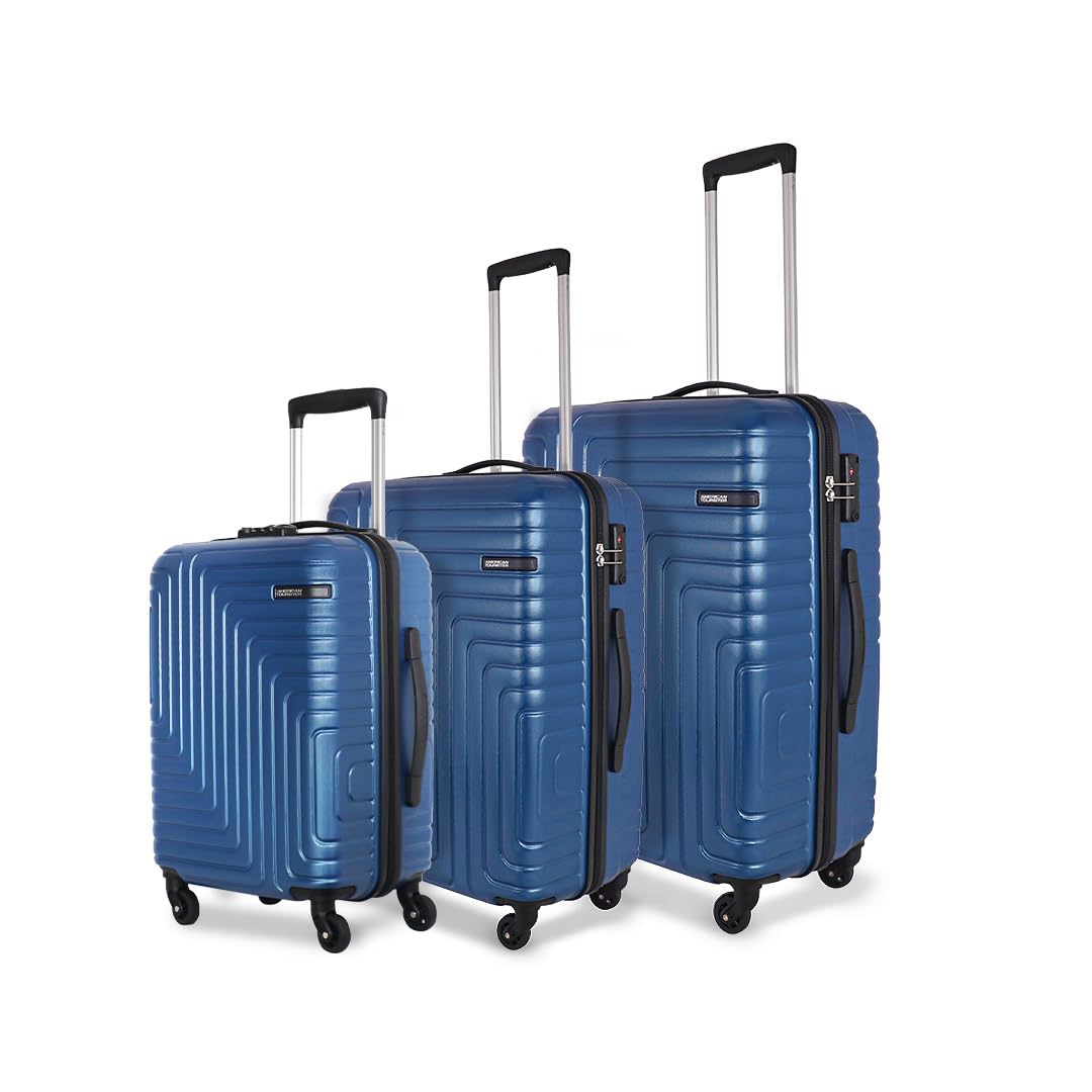 Ivy Nxt 3PCSET 4 Spinner Wheels Hard Luggage Polycarbonate Check-in Trolley Bags for Travel with Mounted TSA Lock for Unisex - Blue, Small,Medium, Large, 79 cm