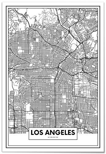 Panorama Aluminium Dibond Weiß Karte von Los Angeles 21x30 cm - Gedruckt...