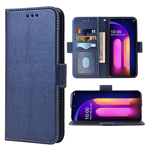 Compatible with LG V60 ThinQ V60ThinQ 5G G9 Thin Q Folio Flip Wallet Case,PU Leather Credit Card Holder Slots Heavy Duty Full Body Protection Kickstand Phone Cover for LGV60 V 60 60ThinQ 60V Dark Blue