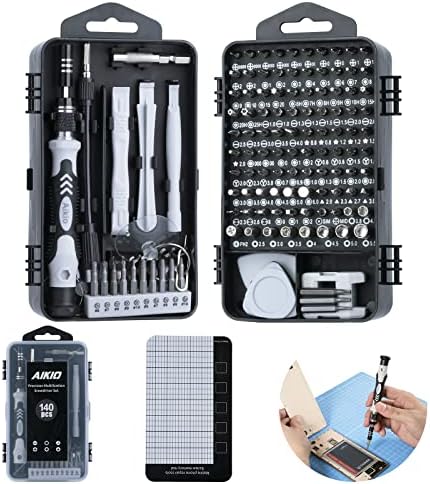 140 in 1 Precision Screwdriver Set,Aikio Mini Screwdriver Set, Magnetic Screwdrivers Set DIY Repair Tools Kit for iPhone, Laptop, PC, Watch, Glasses and Other Electronics. (Black)